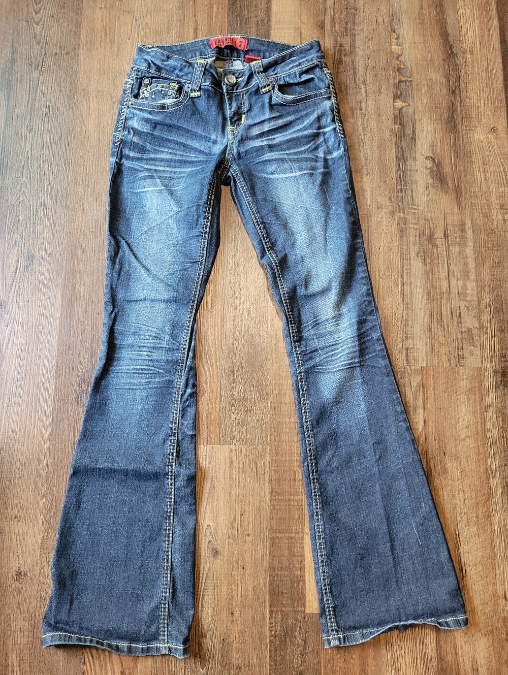 Y2K Zanadi Low Rise Flare Bleach Distressed Ramie Cotton Denim Jeans